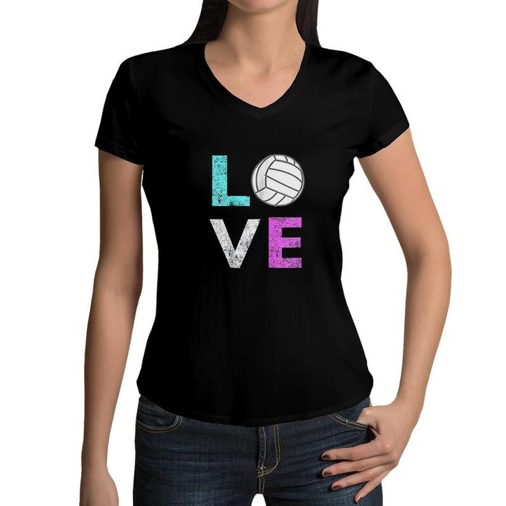 Girls Love Volleyball Women V-Neck T-Shirt