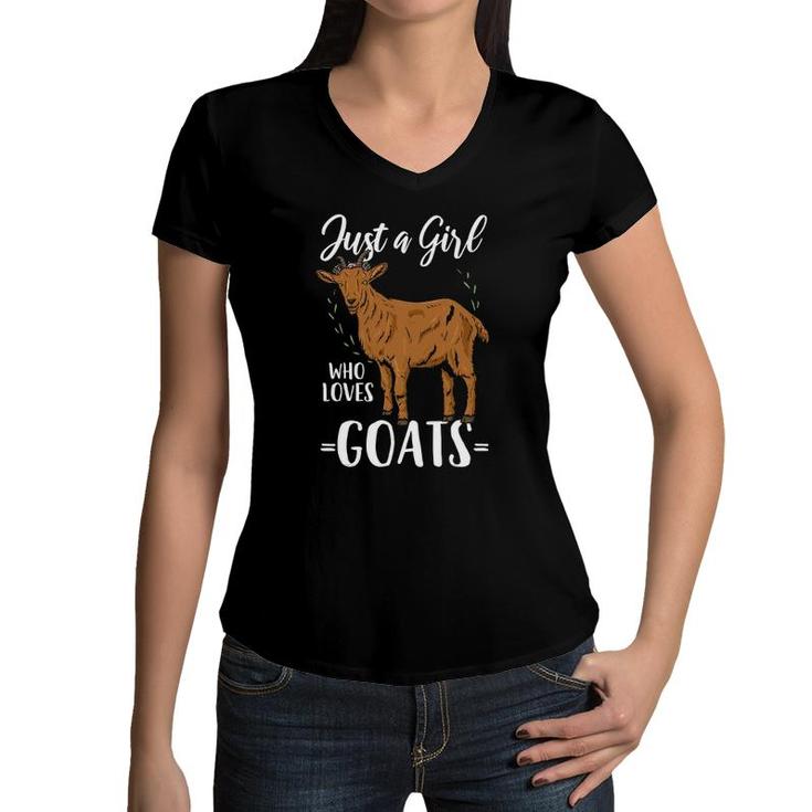 Goat Just A Girl Who Loves Goats Women V-Neck T-Shirt