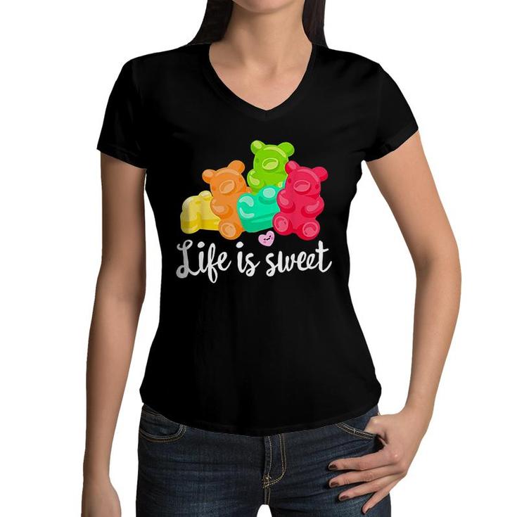 Gummy Bears Soft Sugar Candy Fruity Juicy Kids Gift  Women V-Neck T-Shirt
