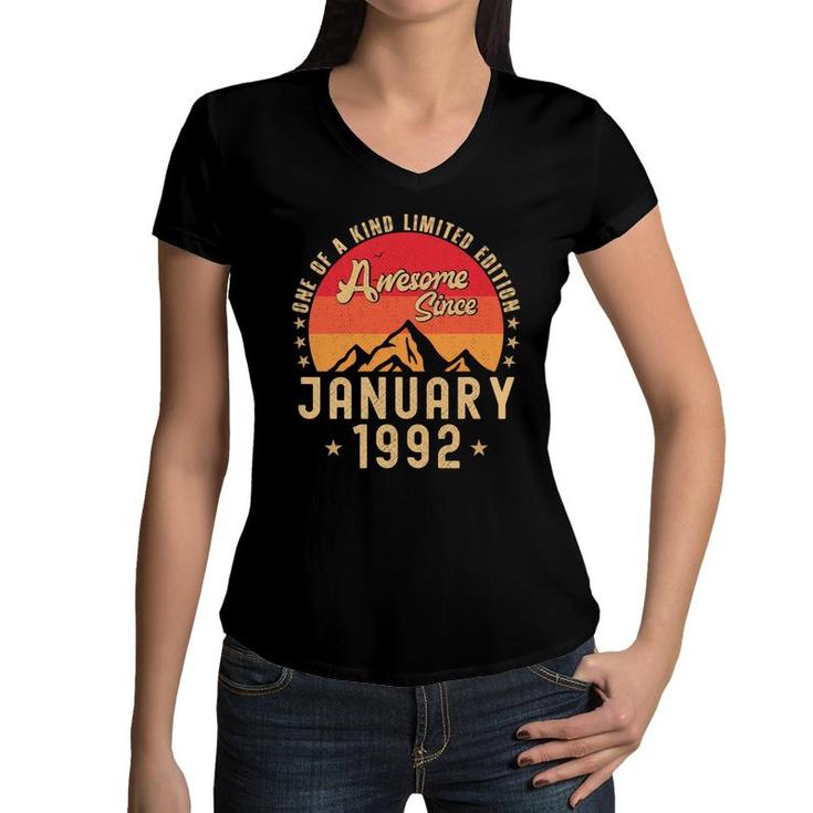 January 1992 Awesome Since Vintage Birthday  Women V-Neck T-Shirt