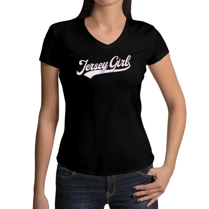 Jersey Girl New Jersey Pride Women V-Neck T-Shirt