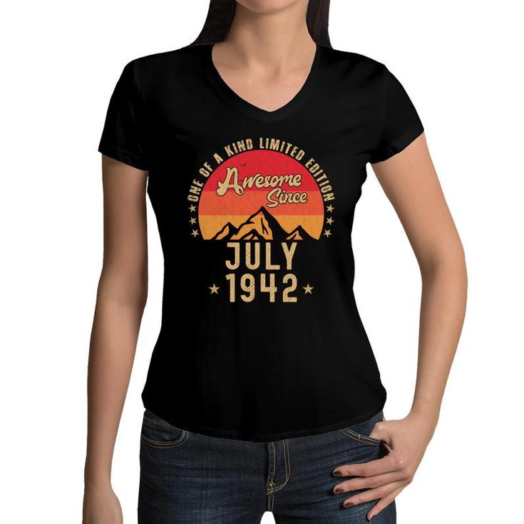 July 1942 Awesome Since Vintage Birthday  Women V-Neck T-Shirt