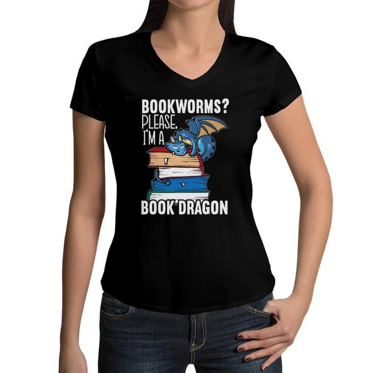 Just A Girl Who Loves Dragons And Books Abibliophobia Women V-Neck T-Shirt