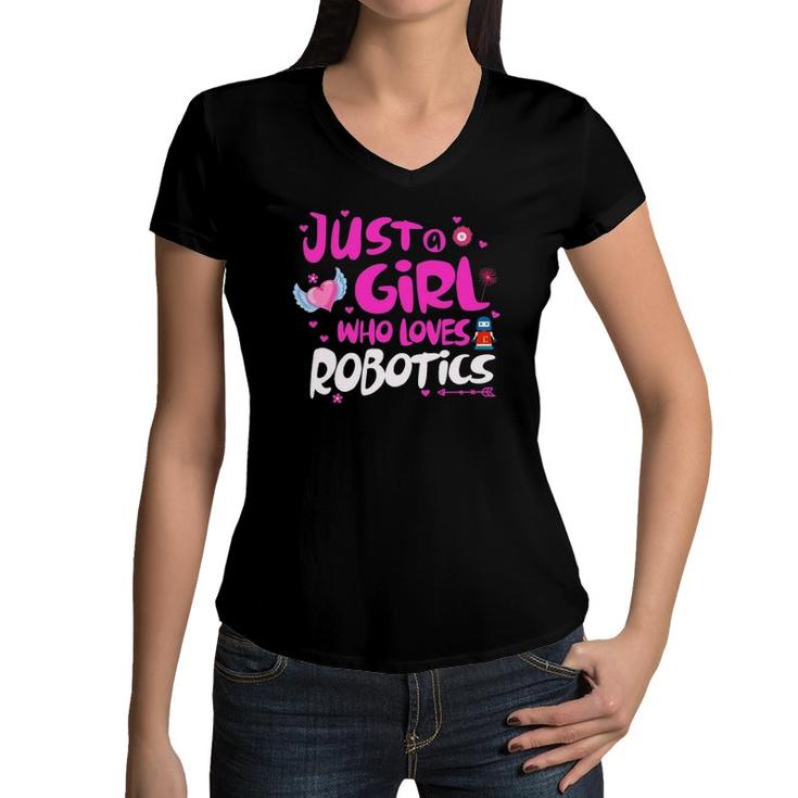Just A Girl Who Loves Robotics Women V-Neck T-Shirt