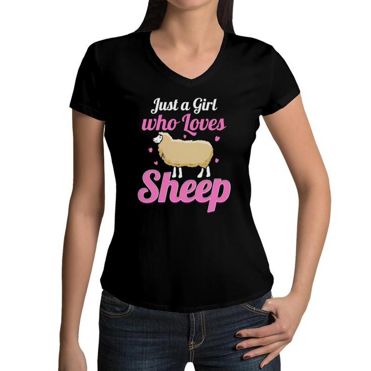Just A Girl Who Loves Sheep  Women V-Neck T-Shirt