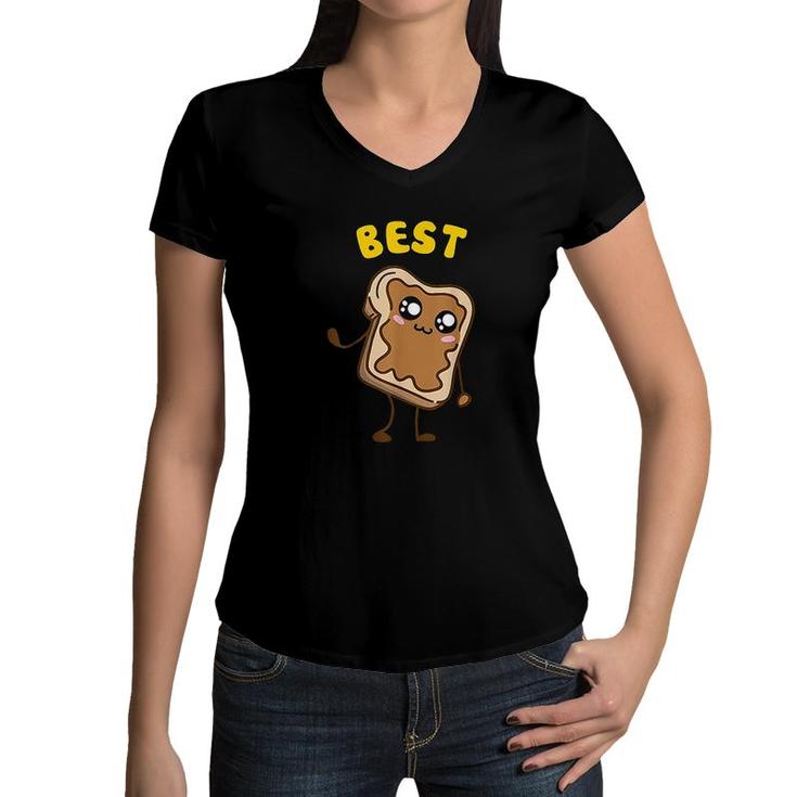 Kawaii Peanut Butter Jelly Best Friends Matching  Women V-Neck T-Shirt