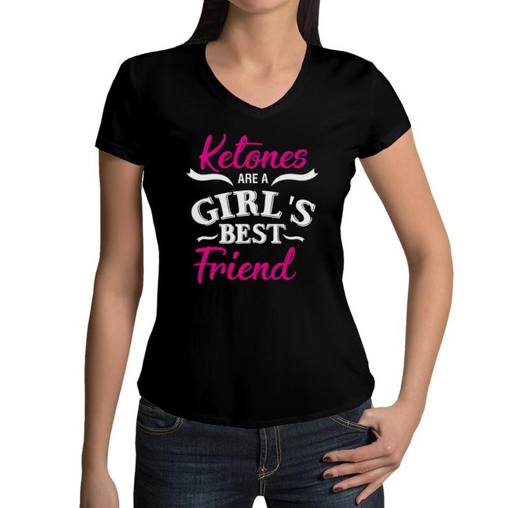 Ketones For Women Keto Girl Women V-Neck T-Shirt