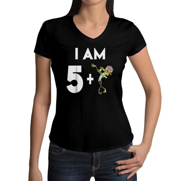 Kids 6 Years Old Zombie Gift 6Th Birthday Women V-Neck T-Shirt