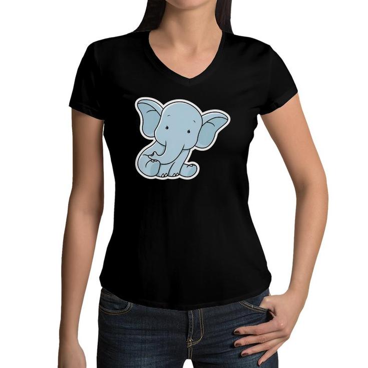 Kids Cute Elephant Baby Animals Women V-Neck T-Shirt