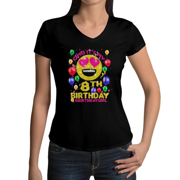 Kids Kids 365 It's My Birthday 8 Birthday Girl 8Th Party Girls Women V-Neck T-Shirt