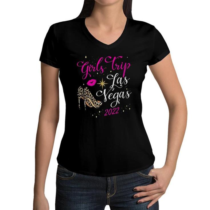 Las Vegas Girls Trip 2022 S For Women Birthday Squad Women V-Neck T-Shirt