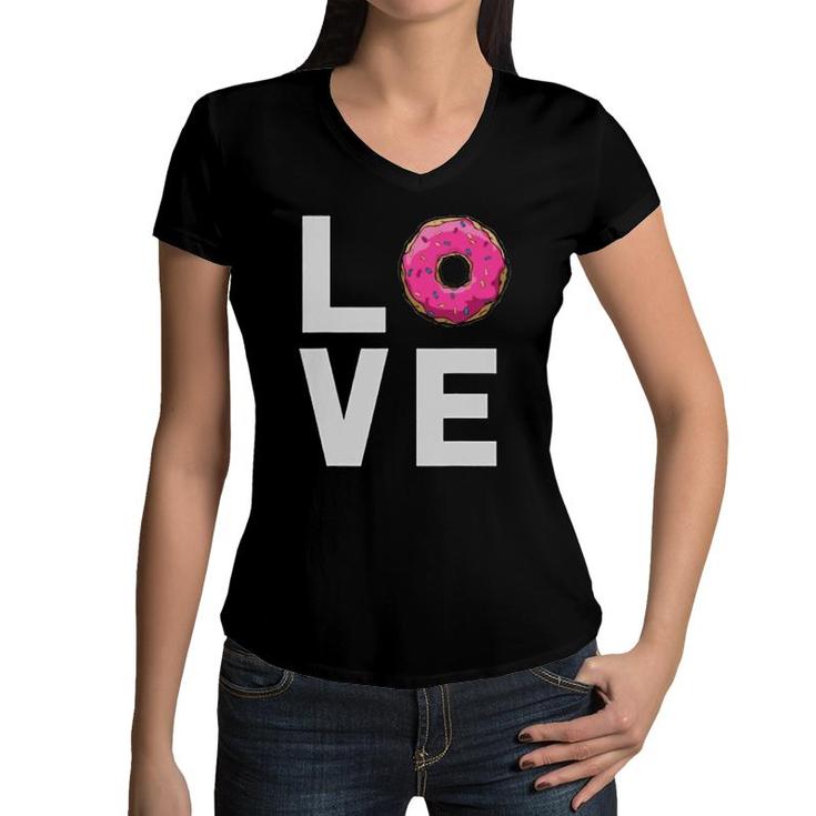 Love Pink Donut For Women,Men And Kids T Gift Women V-Neck T-Shirt