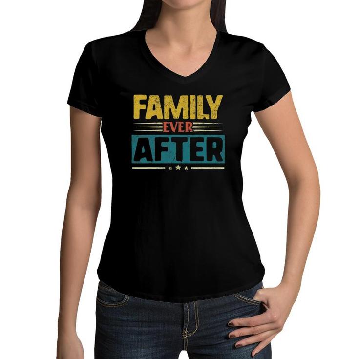 Modern Adoption Day Matching Family Ever After Loved Kids Women V-Neck T-Shirt
