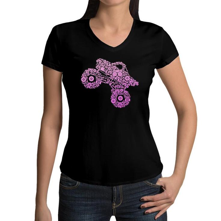 Monster Truck Girls Women  Women V-Neck T-Shirt