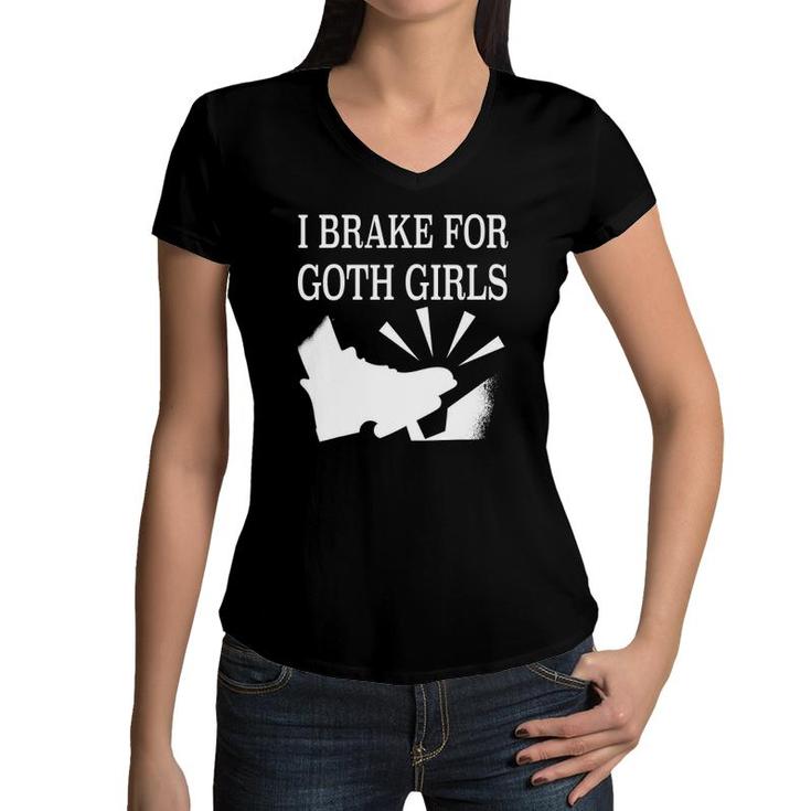 Oddities Decor Girls Gothic Graphic Trad Goth Women V-Neck T-Shirt