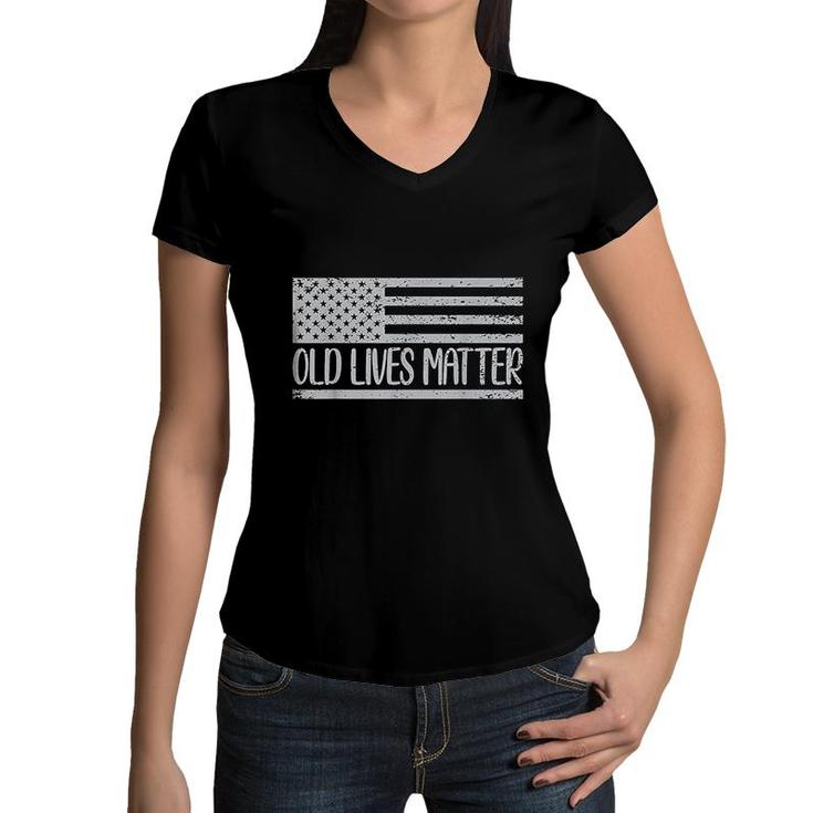 Old People 50th Birthday Old Lives Matter Design  Women V-Neck T-Shirt
