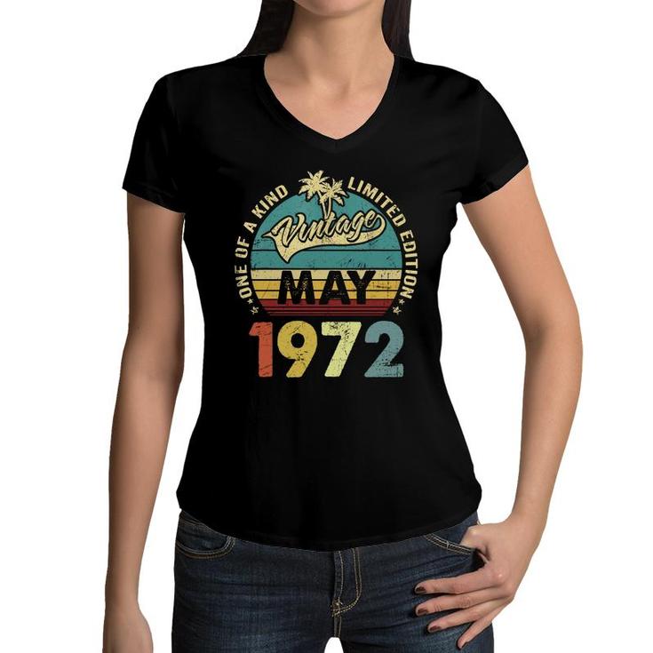 One Of A Kind Awesome Vintage May 1972 50Th Birthday Gift Women V-Neck T-Shirt
