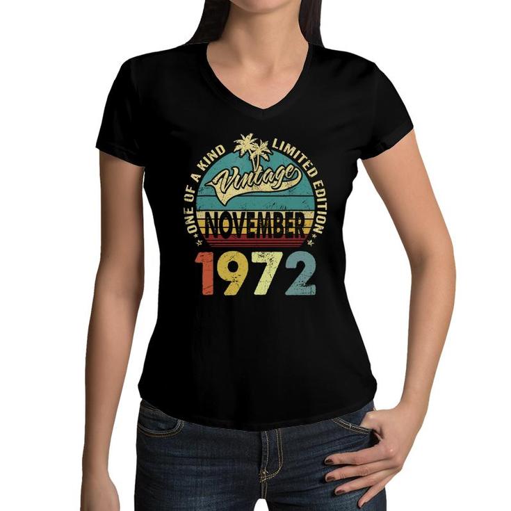 One Of A Kind Awesome Vintage November 1972 50Th Birthday Gift Women V-Neck T-Shirt