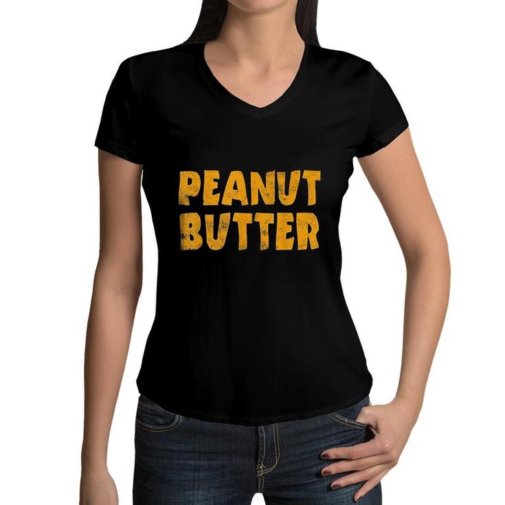 Peanut Butter Funny Matching Couples Halloween Party Costume  Women V-Neck T-Shirt