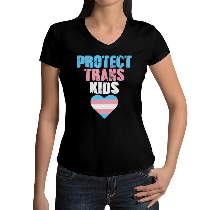 Protect Trans Kids Lgbtq Transgender  Women V-Neck T-Shirt
