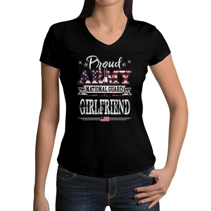 Proud Army National Guard Girlfriend  Us Patriotic Women V-Neck T-Shirt
