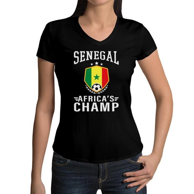 Senegal Senegalese Jersey Soccer 202122 Team Men Women Kids Women V-Neck T-Shirt