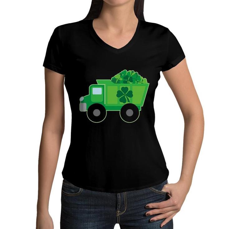 St Patrick's Day Irish Dump Truck Driver Boys Holiday Women V-Neck T-Shirt