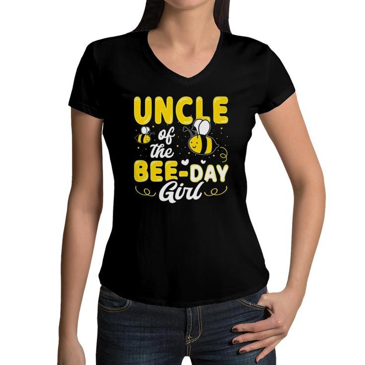Uncle Of The Bee Day Girl Hive Party Matching Birthday Premium Women V-Neck T-Shirt