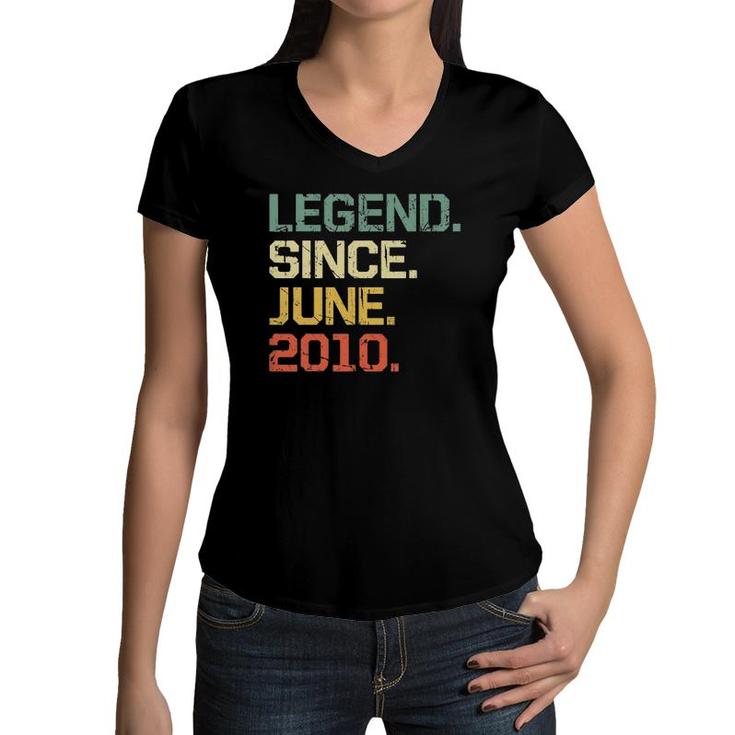 Vintage 12 Years Old  Boys Girls Legend Since June 2010 Ver2 Women V-Neck T-Shirt