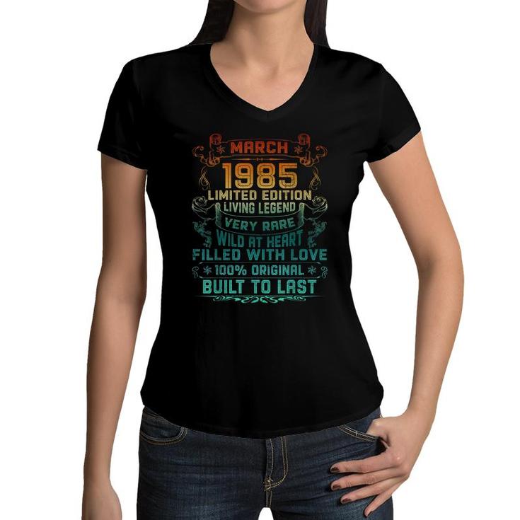 Vintage 37 Years Old March 1985 37Th Birthday Gift  Women V-Neck T-Shirt
