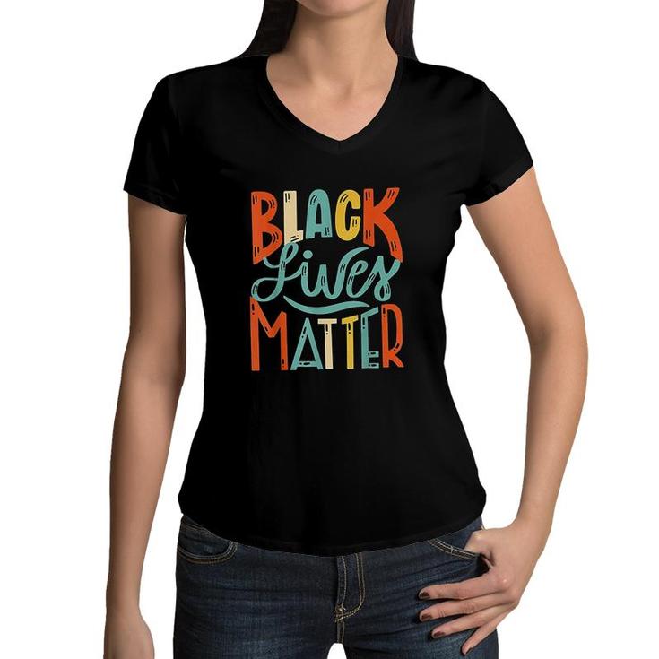 Vintage BLM Black Lives Matter Retro 70s 80s Style BLM  Women V-Neck T-Shirt