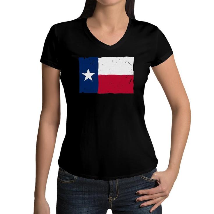 Vintage Texas Flag Taxan Usa Cowboy American State  Women V-Neck T-Shirt