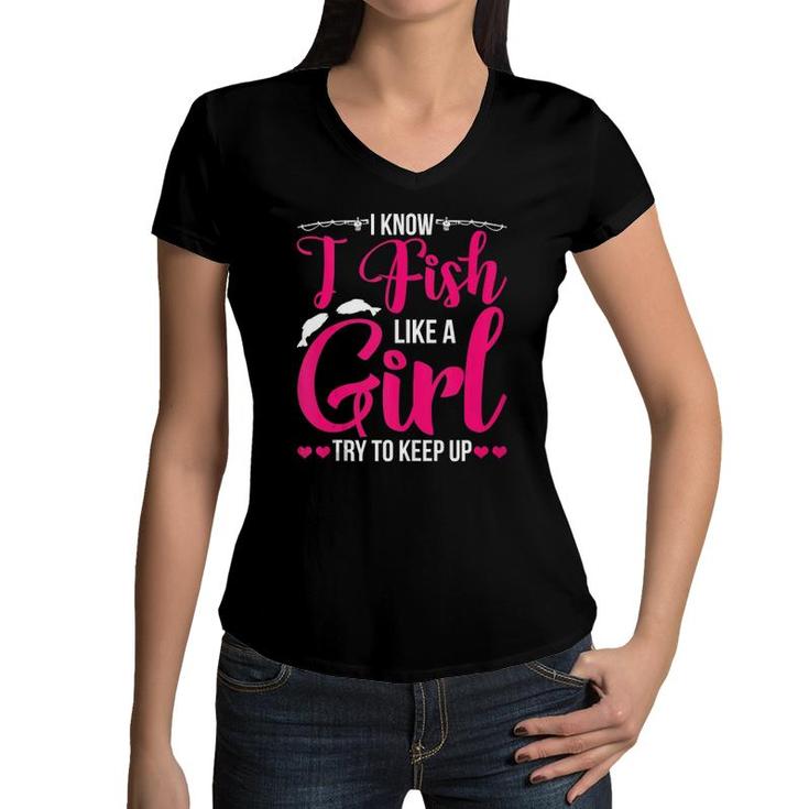 Women Fishing  For Girls Fish Bass Fishing  Women V-Neck T-Shirt