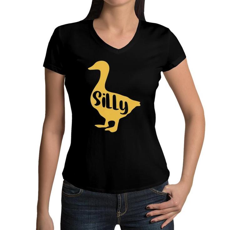Womens Funny Goose Designs For Kids Canadian Whisperer Silly Bird  Women V-Neck T-Shirt