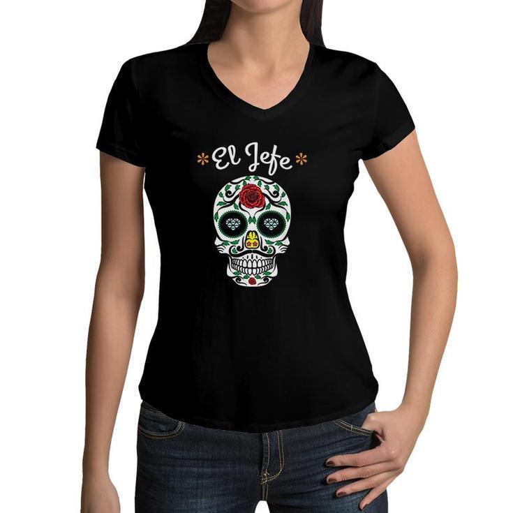 Yo Soy El Jefe Dia De Los Muertos Day Of The Dead For Men Art Women V-Neck T-Shirt