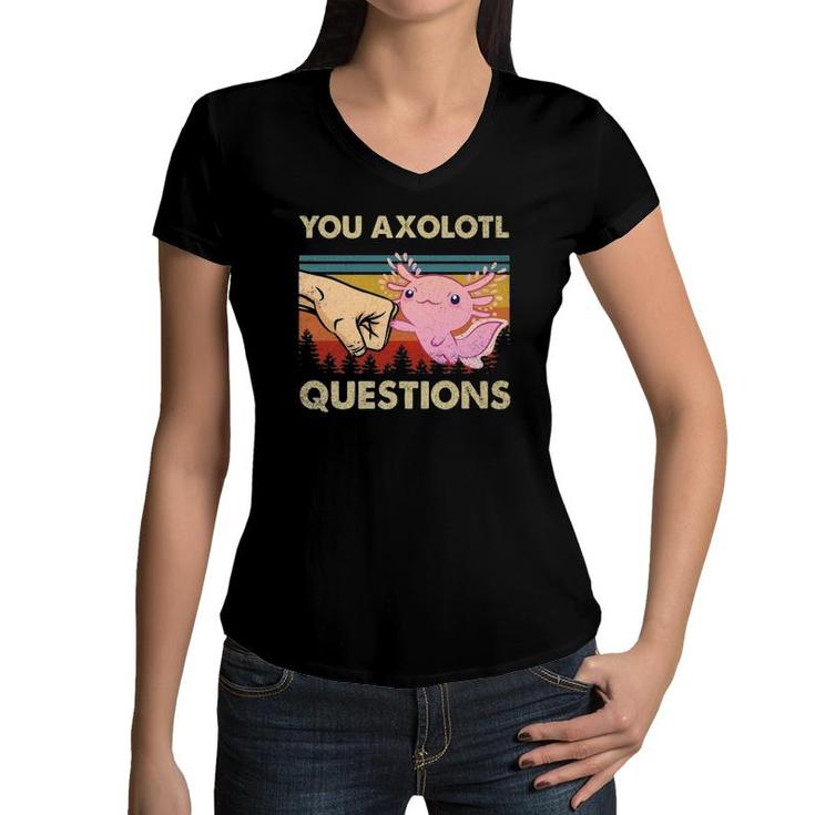 You Axolotl Questions Funny Retro 90S Axolotl Gift Boys Girls Women V-Neck T-Shirt