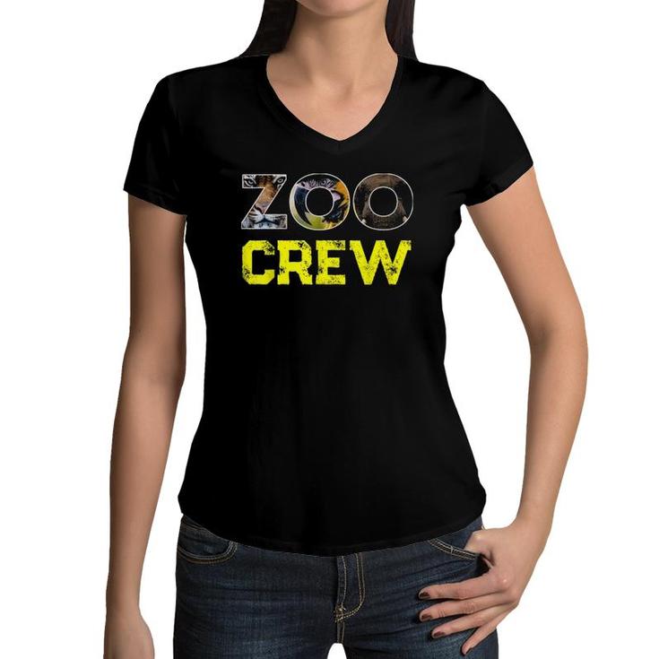Zoo Crew Animal Design For Adults Or Kids Group Distressed Women V-Neck T-Shirt
