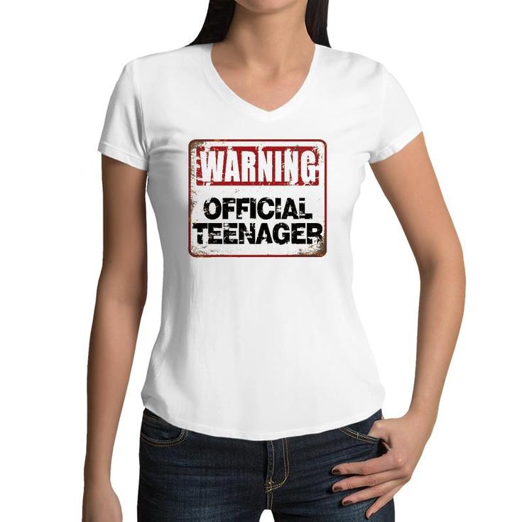 13Th Birthday Boys Girls Warning Official Teenager 13 Years Women V-Neck T-Shirt