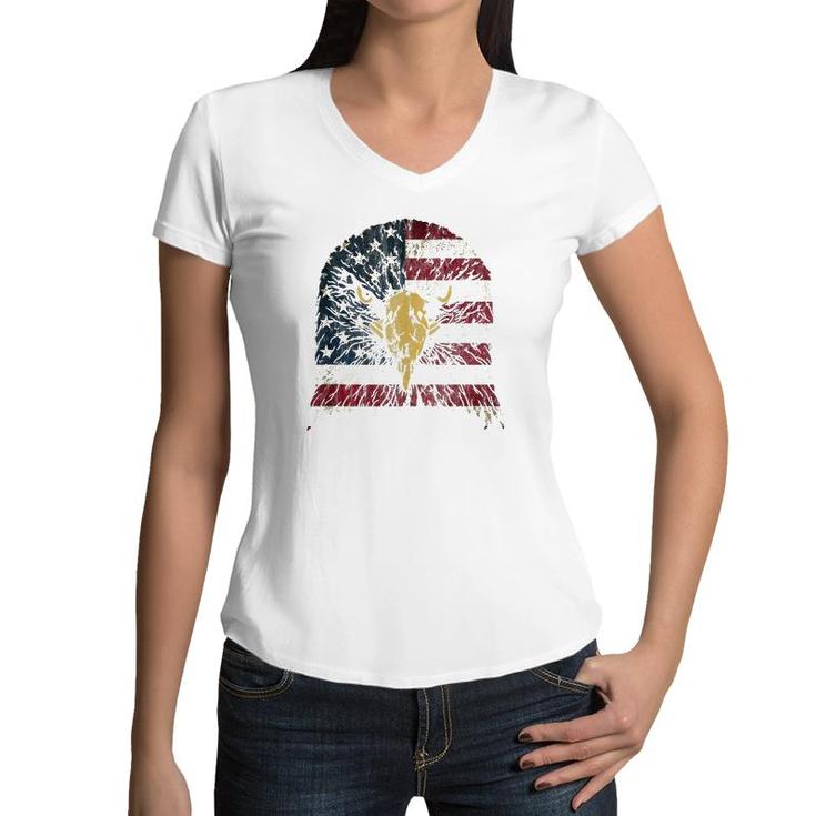 4Th Of July Bald Eaglekids Boys Men American Us Flag  Women V-Neck T-Shirt
