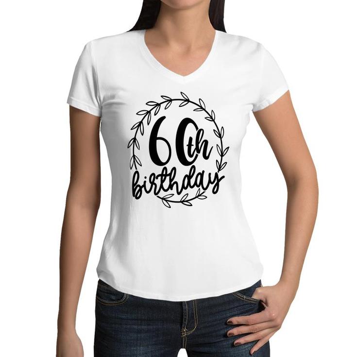 60Th Birthday Circle Black Women V-Neck T-Shirt