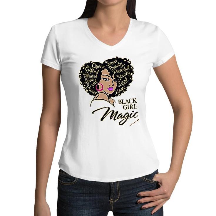 Black Girl Afro Queen Black Pride Gift Women V-Neck T-Shirt