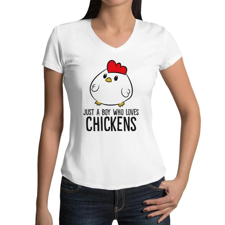Chicken Boy Just A Boy Who Loves Chickens Women V-Neck T-Shirt