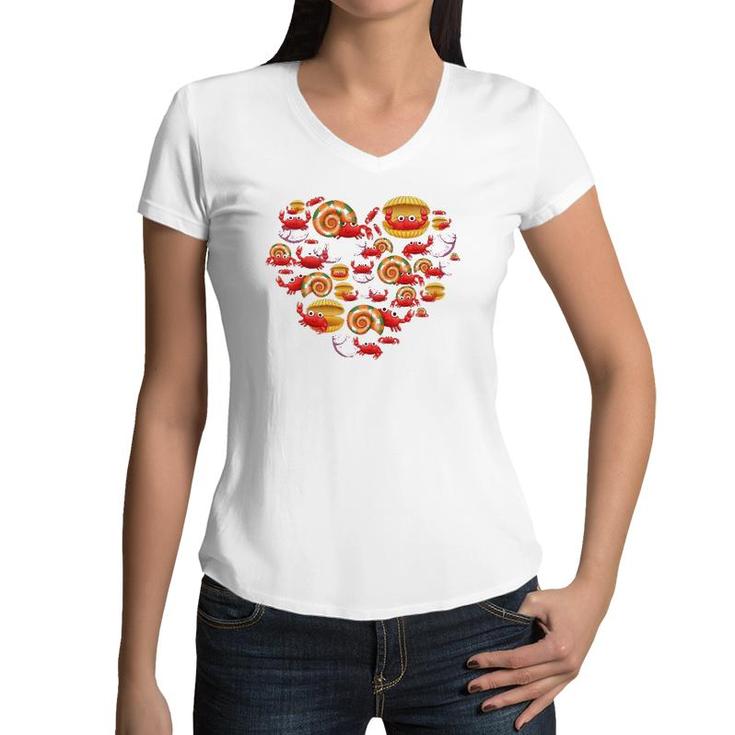 Crab Heart Lovers Seafood Fan For Men Women Kids Crabs Sea Women V-Neck T-Shirt