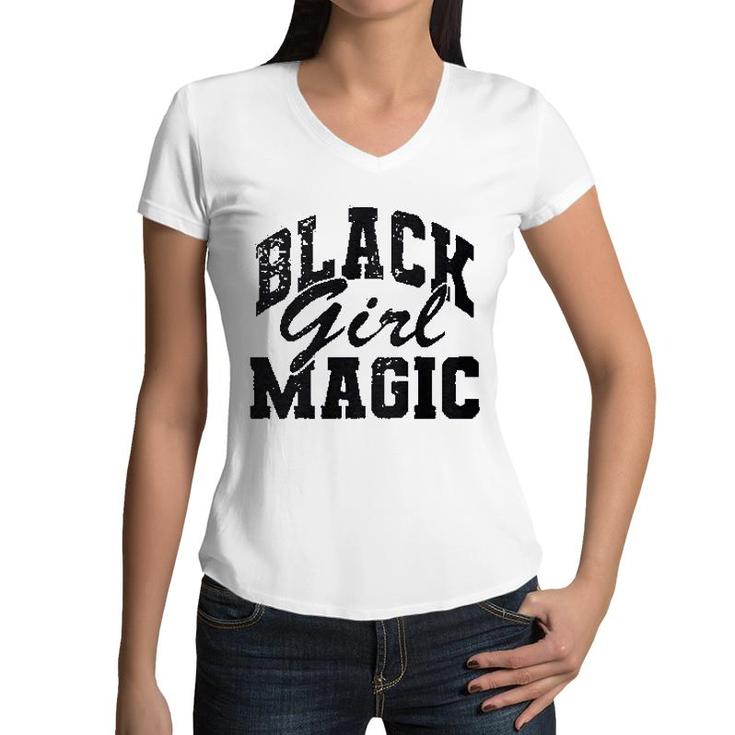 Cute Black Girl Magic Women V-Neck T-Shirt