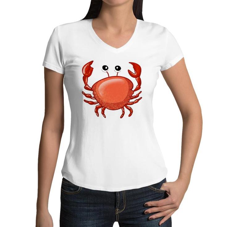 Cute Crab For Kids Ocean Animal Sea Creature Funny Crabs Women V-Neck T-Shirt