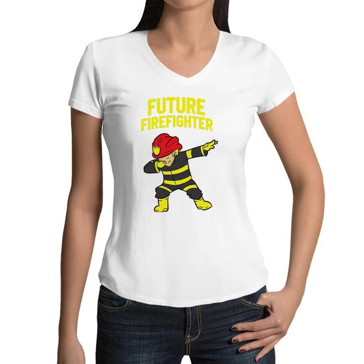 Dabbing Firefighter Kids Future Firefighter Women V-Neck T-Shirt