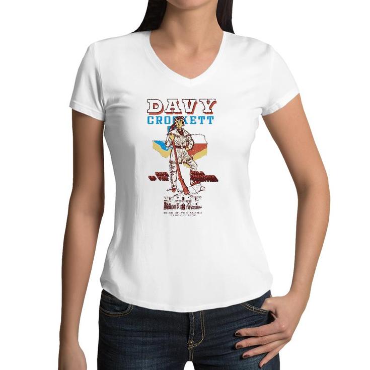 Davy Crockett Texas Alamo Cowboy Vintage Souvenir  Women V-Neck T-Shirt