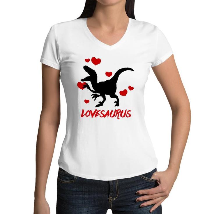 Dinosaur Valentine  Funny Valentines Day Gifts For Kids Women V-Neck T-Shirt