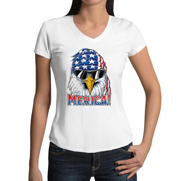 Eagle Merica 4Th Of July Merica Men Boys American Women V-Neck T-Shirt