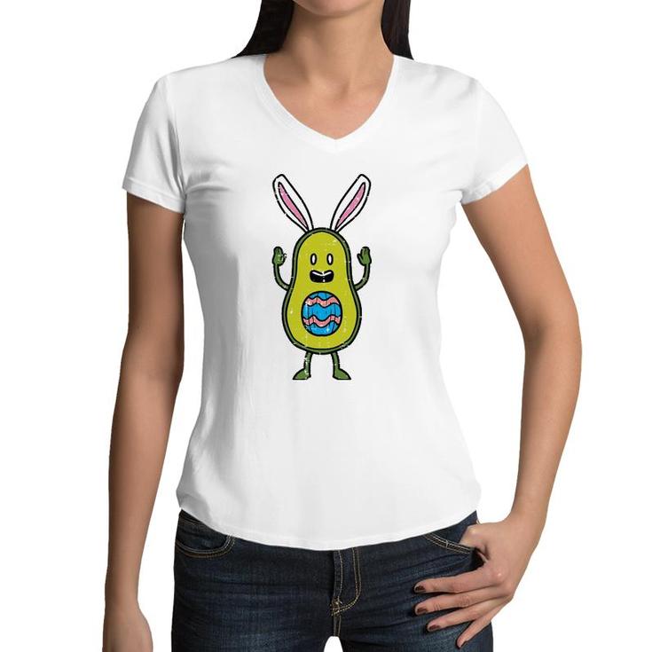 Easter Avocado Bunny Egg Funny Fruit Vegan Men Women Kids Women V-Neck T-Shirt